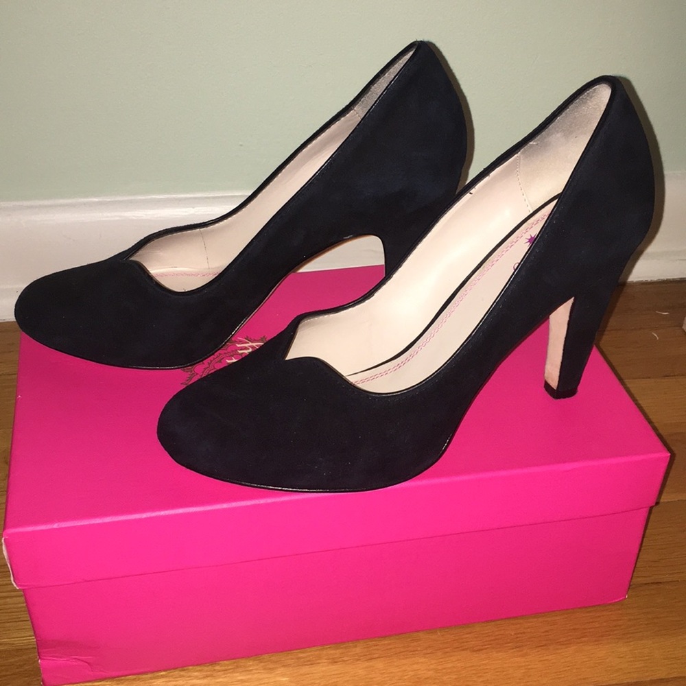 Plenty by Tracy Reese black suede heels size 38.5 - Picture 3 of 6